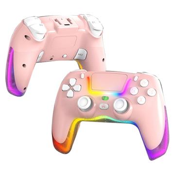 P07 Dazzle Lighting Wireless Bluetooth Controller for PS4/Android/iOS/Switch/PC - Pink