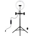 PULUZ PKT3066B 10.2" LED Selfie Ring Light Cell Phone Clamp Tripod Stand for YouTube Blogger Video Shooting