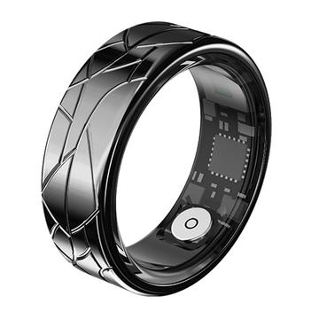 PX02 Crack Design Multi-Function Smart Ring with Photo Control - Size: 19.9mm - Black