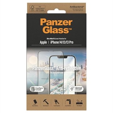 iPhone 13/13 Pro/14 PanzerGlass Ultra-Wide Fit Anti-Reflective EasyAligner Zaštitno Staklo - Crne Ivice