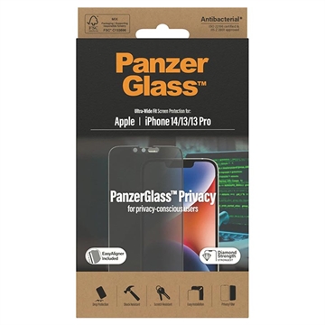 iPhone 13/13 Pro/14 PanzerGlass Ultra-Wide Fit Privacy EasyAligner Zaštitno Staklo - Crne Ivice