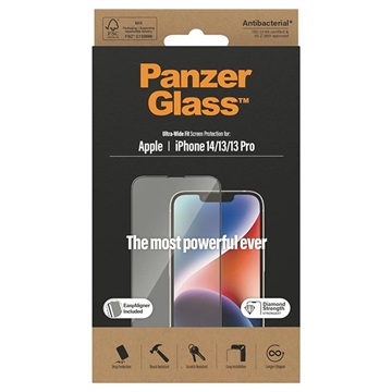 iPhone 13/13 Pro/14 PanzerGlass Ultra-Wide Fit EasyAligner Zaštitno Staklo - Crne Ivice