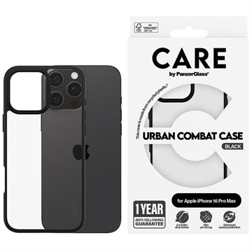 iPhone 16 Pro Max PanzerGlass Care Urban Combat Case - Black / Transparent
