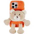 3D Plush Doll iPhone 14 Pro TPU Maska - Narandžasta / Medved