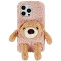 3D Plush Doll iPhone 14 Pro TPU Maska - Bež / Medved