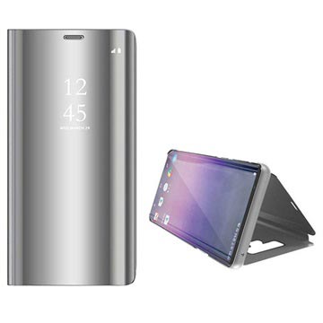 Luxury Series Mirror View Samsung Galaxy Note9 Maska na preklop - Srebrna