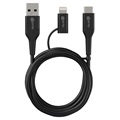 Prio 2-u-1 High-Speed USB-C / Lightning na USB-A Kabl - 1.2m - Crni