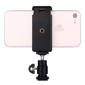 Puluz PU214 1/4" Hot Shoe Tripod Head and Clamp for Smartphones - Black