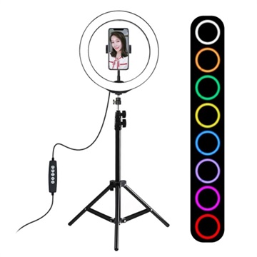 Puluz Tronožni Stalak i 10.2" LED Lampa u Obliku Prstena sa RGBW Funkcijom