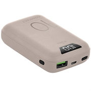 Puro Compact Power Bank 10000mAh s. Display - USB-A, USB-C, 15W - Pink