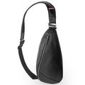 Qialino Premium Leather Crossbody/Waist Bag - Black