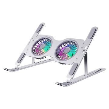 R-JUST HZ45 Adjustable Dual Fan Laptop Cooler / Laptop Stand - Silver