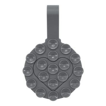 RK-X18/19 Silicone Heart-Shaped Suction Cup Phone Holder - Double-Sided, Detachable Mount - Grey