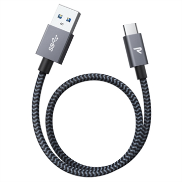 Rampow T04 Nylon Braided USB-C Kabl - 2m - Crni