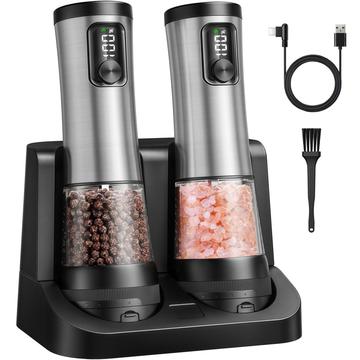 Rechargeable Stainless Steel Electric Spice Grinder Set