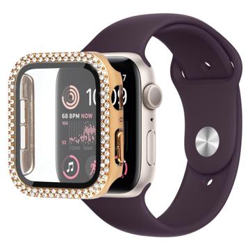 Dekorativni Veštački Dijamant Apple Watch SE (2022)/SE/6/5/4 Maska sa Zaštitnim Staklom - 40mm - Zlatna