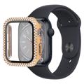 Dekorativni Veštački Dijamant Apple Watch Series 9/8/7 Maska sa Zaštitnim Staklom - 41mm - Zlatna
