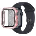 Dekorativni Veštački Dijamant Apple Watch Series 9/8/7 Maska sa Zaštitnim Staklom - 41mm - Roze