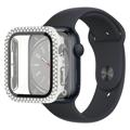 Dekorativni Veštački Dijamant Apple Watch Series 9/8/7 Maska sa Zaštitnim Staklom - 41mm - Srebrna