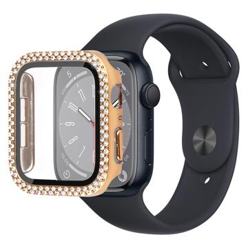 Dekorativni Veštački Dijamant Apple Watch Series 9/8/7 Maska sa Zaštitnim Staklom - 45mm - Zlatna