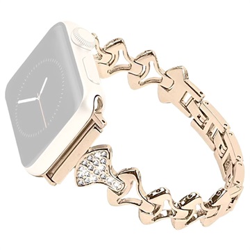 Rhinestone Fan-shaped Apple Watch Ultra 3/2/Ultra/11/10/9/8/SE 3/(2022)/7/SE/6/5/4/3/2/1 Strap - 49mm/46mm/45mm/44mm/42mm - Champagne Gold