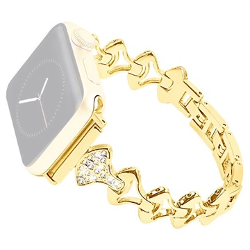 Rhinestone Fan-shaped Apple Watch Ultra 3/2/Ultra/11/10/9/8/SE 3/(2022)/7/SE/6/5/4/3/2/1 Strap - 49mm/46mm/45mm/44mm/42mm - Gold