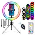 S26-RGB 10" RGB LED Ring Light Selfie Photography Fill Light with Phone Holder and Tripod