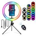 S26-RGB 10" USB Powered RGB LED Ring Light with Phone Holder for Live Broadcast Makeup Selfie