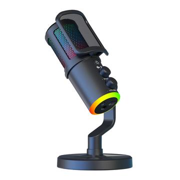 SU9 RGB Gaming USB Microphone with Pop Filter Mesh - Black