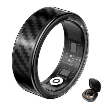 SY02 Carbon Fiber Pattern Smart Ring - Size: 22.3mm - Black