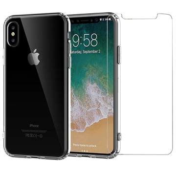 Saii 2-u-1 iPhone X/XS TPU Maska & Zaštitno Kaljeno Staklo - 9H