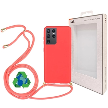Saii Eko Linija Samsung Galaxy S21 Ultra 5G Maska sa Remenom - Crvena