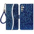 Samsung Galaxy A16 Stylish Glitter Wallet Case - Blue
