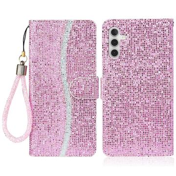 Samsung Galaxy A16 Stylish Glitter Wallet Case - Pink