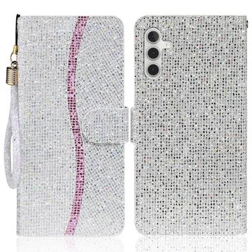 Samsung Galaxy A16 Stylish Glitter Wallet Case - Silver