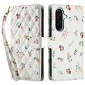 Samsung Galaxy A17/A26 Rhombic Floral Wallet Case - Roses