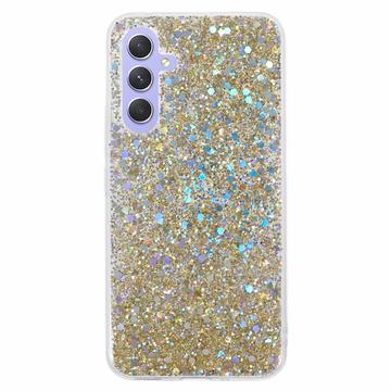Samsung Galaxy A35 Glitter Flakes TPU Maska - Zlatna