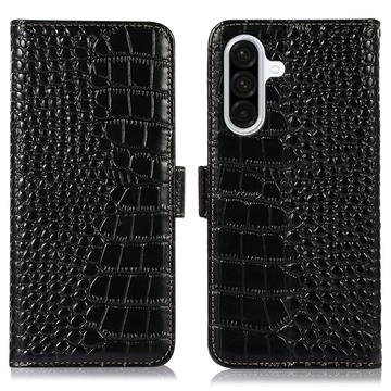 Samsung Galaxy A36 Crocodile Serija Kožna maska-Novčanik sa RFID-om - Crna