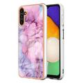 Samsung Galaxy A36 Marble Pattern Galvanizirana IMD TPU Futrola - Plava / Roze