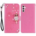 Samsung Galaxy A54 5G Owl Rhinestone Wallet Case