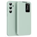 Samsung Galaxy A55 Smart Clear View Flip Case with Card Slot - Light Green