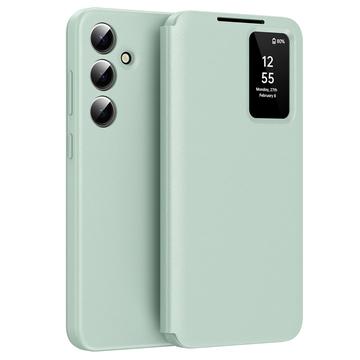 Samsung Galaxy A55 Smart Clear View Flip Case with Card Slot - Light Green