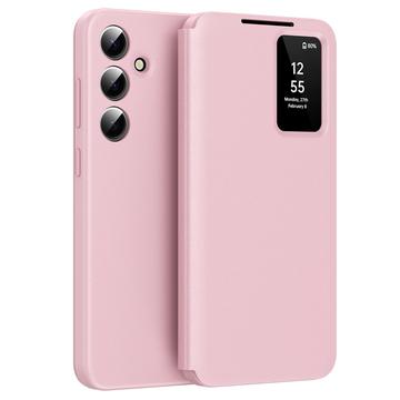 Samsung Galaxy A55 Smart Clear View Flip Case with Card Slot - Pink