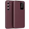 Samsung Galaxy A56 Smart Clear View Flip Case with Card Slot - Wine Red