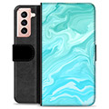 Samsung Galaxy S21 5G Premijum Futrola-Novčanik - Plavi Mermer