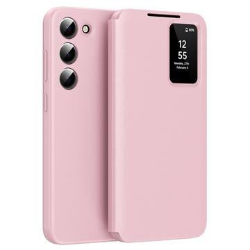 Samsung Galaxy S22 5G Smart Clear View Flip Case with Card Slot - Pink