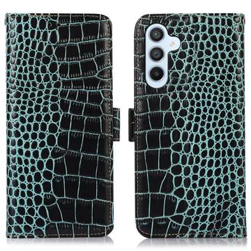 Samsung Galaxy S23 FE Crocodile Serija Kožna maska-Novčanik sa RFID-om - Zelena