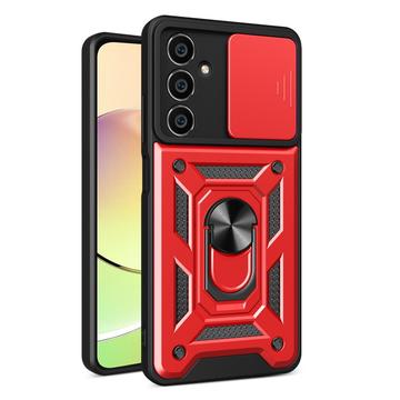 Samsung Galaxy S23 FE Hibridna Maska sa Rotirajućim Prstenom i Štitnikom za Kameru - Crvena
