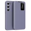 Samsung Galaxy S23 Smart Clear View Flip Case with Card Slot - Grey Purple