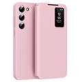 Samsung Galaxy S23 Smart Clear View Flip Case with Card Slot - Pink